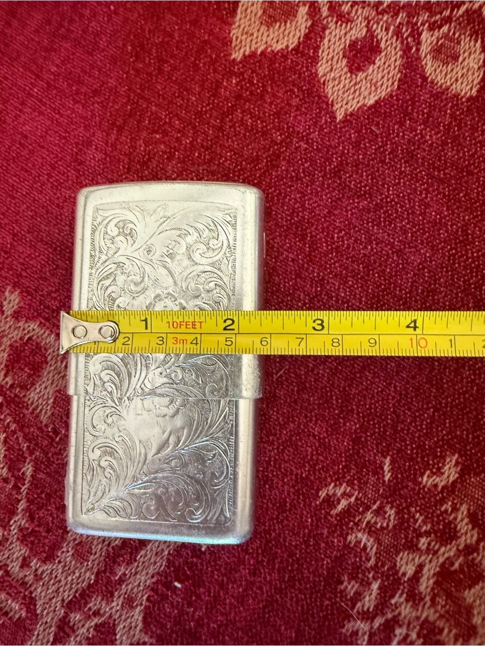 Silver Decorative Metal cigarette case - Elegant Floral Design vintage